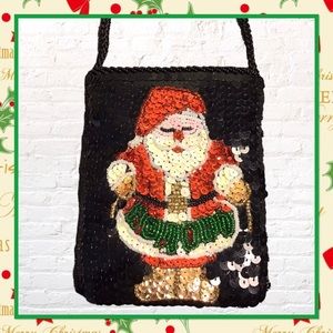 Vintage Santa Clause Sequins Glass Beaded Mini Purse